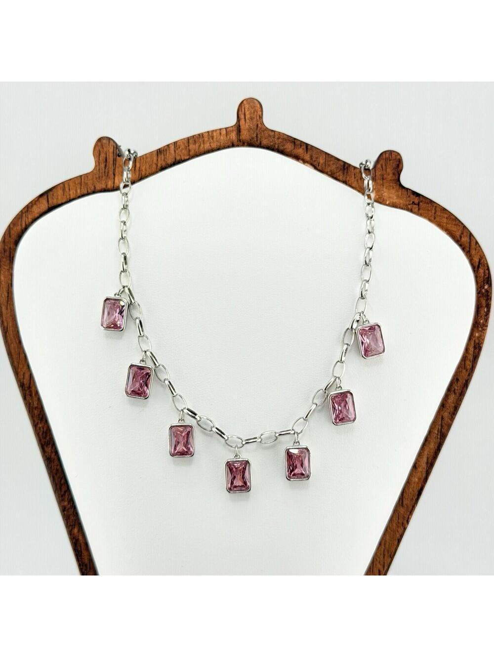 Bomb Party Necklace NK58063 UNICORN ALERT! Rose Quartz on .925 Sterling Silver
